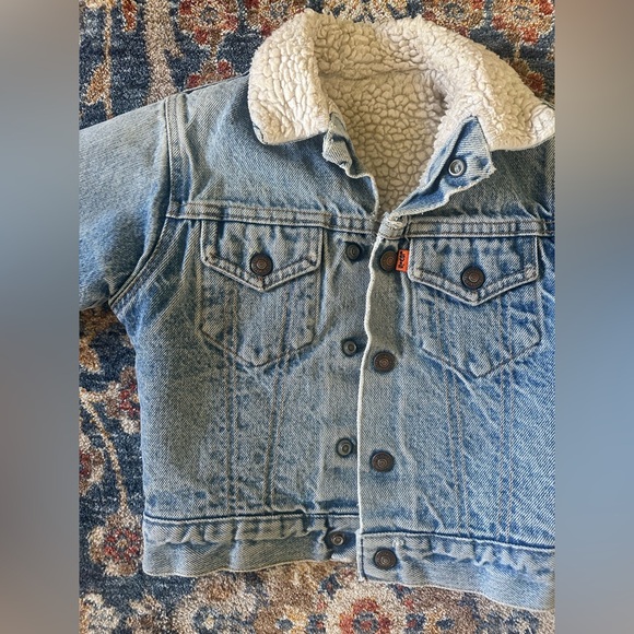 Vintage orange tab Little Levi’s Sherpa lined denim jacket 2T - Picture 3 of 14
